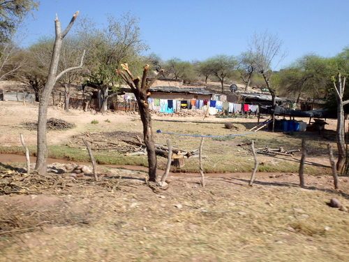 Colorful laundry and a private creek.